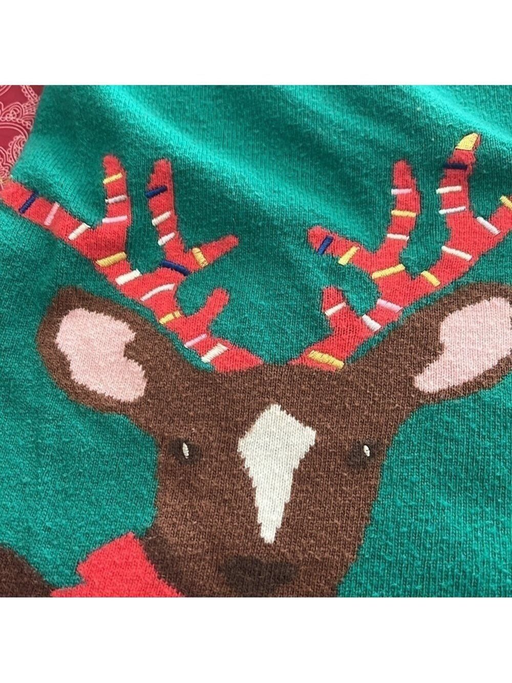 MINI BODEN girls 3-4y Christmas reindeer dress. Green. - Picture 4 of 8